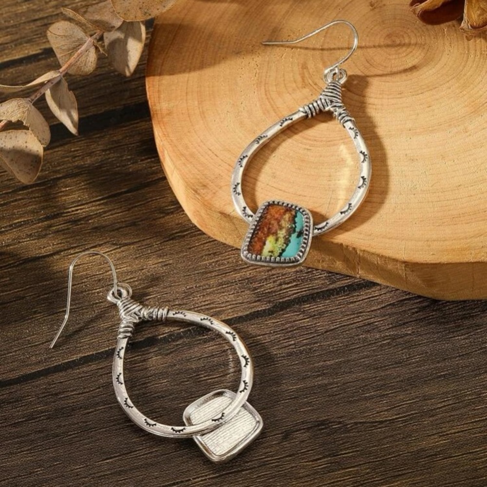 1pair Bohemian Creative Water Drop Shaped Pendant Drop Earrings For Women - Picture 5 of 5